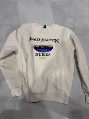 Madison Cream Crewneck with Navy & Gold Dukes Emblem